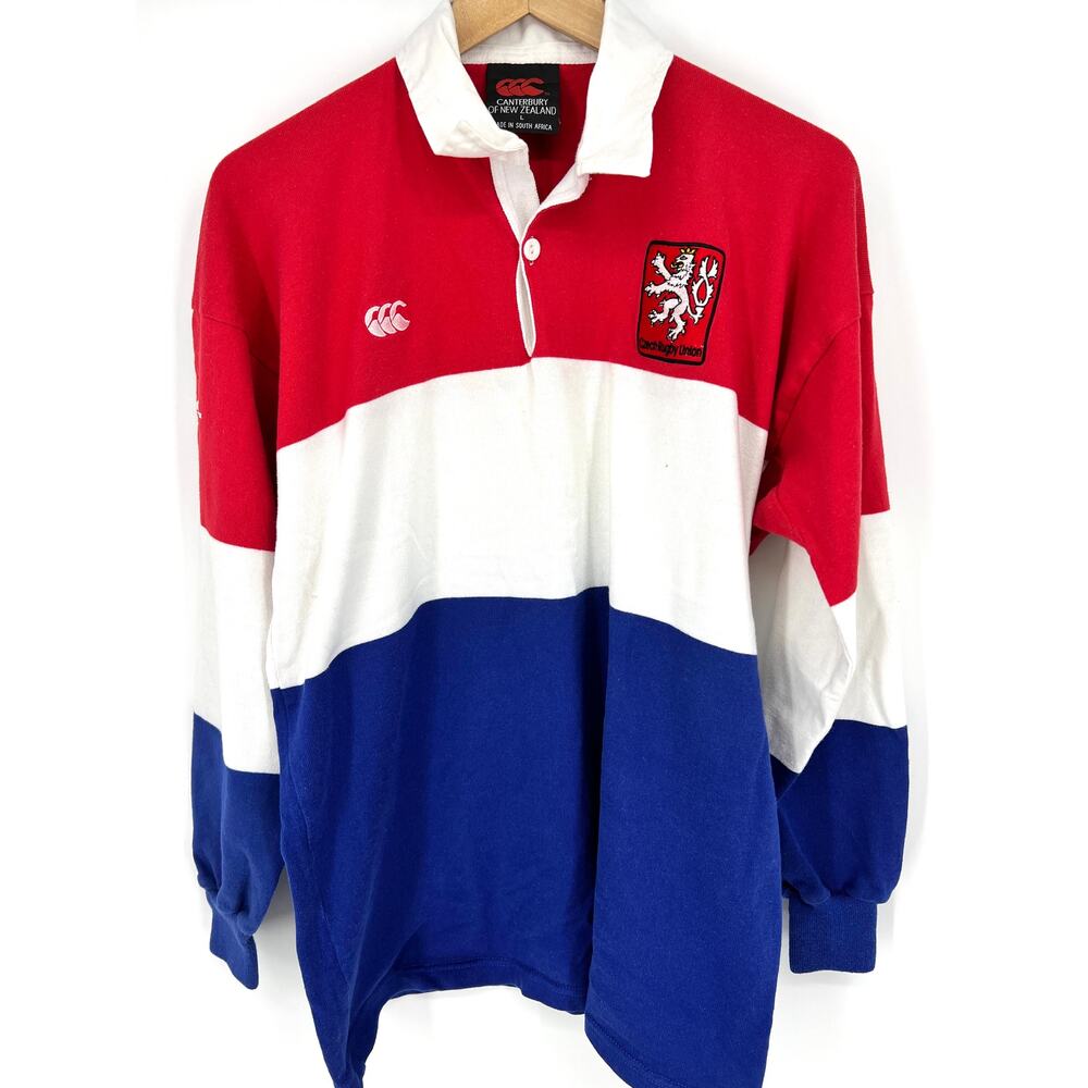 Vintage 90s Canterbury of New Zealand Rugby Jersey Red White Blue Size L